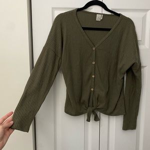 Paper Crane, Small Hunter Green Long Sleeve Top